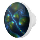 Fantasy Lights Abstract Blauw Groen Geel Fractal Keramische Knop (Rechts)