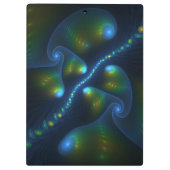 Fantasy Lights Abstract Blauw Groen Geel Fractal Klembord (Achterkant)