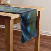 Fantasy Lights Abstract Blauw Groen Geel Fractal Korte Tafelloper (Voorbeeld)