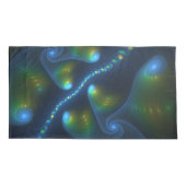 Fantasy Lights Abstract Blauw Groen Geel Fractal Kussensloop (Achterkant)
