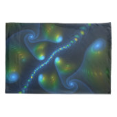 Fantasy Lights Abstract Blauw Groen Geel Fractal Kussensloop (Achterkant)