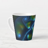 Fantasy Lights Abstract Blauw Groen Geel Fractal Latte Mok (Linkerhoek)