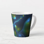 Fantasy Lights Abstract Blauw Groen Geel Fractal Latte Mok (Rechterhoek)