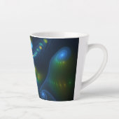 Fantasy Lights Abstract Blauw Groen Geel Fractal Latte Mok (Rechts)