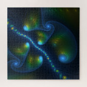 Fantasy Lights Abstract Blauw Groen Geel Fractal Legpuzzel (Horizontaal)