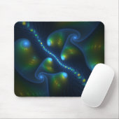 Fantasy Lights Abstract Blauw Groen Geel Fractal Muismat (Met muis)