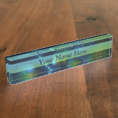 Fantasy Lights Abstract Blauw Groen Geel Fractal Naambordje (Zijkant)