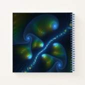 Fantasy Lights Abstract Blauw Groen Geel Fractal Notitieboek (Achterkant)