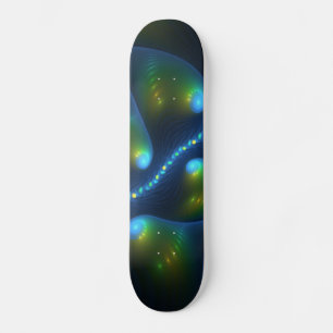 Fantasy Lights Abstract Blauw Groen Geel Fractal Persoonlijk Skateboard