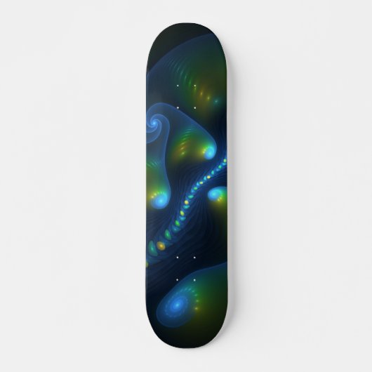Fantasy Lights Abstract Blauw Groen Geel Fractal Persoonlijk Skateboard (Voorkant)