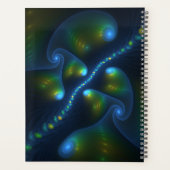 Fantasy Lights Abstract Blauw Groen Geel Fractal Planner (Achterkant)