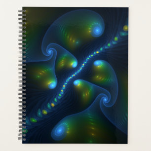 Fantasy Lights Abstract Blauw Groen Geel Fractal Planner