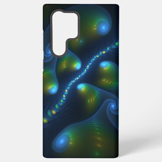 Fantasy Lights Abstract Blauw Groen Geel Fractal Samsung Galaxy Hoesje (Achterkant)