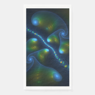 Fantasy Lights Abstract Blauw Groen Geel Fractal Servet