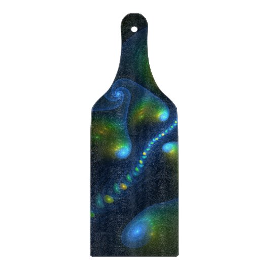 Fantasy Lights Abstract Blauw Groen Geel Fractal Snijplank (Voorkant)