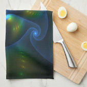 Fantasy Lights Abstract Blauw Groen Geel Fractal Theedoek (Quarter Fold)