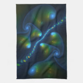 Fantasy Lights Abstract Blauw Groen Geel Fractal Theedoek (Verticaal)