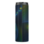 Fantasy Lights Abstract Blauw Groen Geel Fractal Thermosbeker (Achterkant)