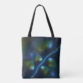Fantasy Lights Abstract Blauw Groen Geel Fractal Tote Bag (Achterkant)