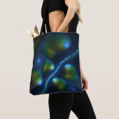 Fantasy Lights Abstract Blauw Groen Geel Fractal Tote Bag (Dichtbij)