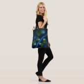 Fantasy Lights Abstract Blauw Groen Geel Fractal Tote Bag (Op model)