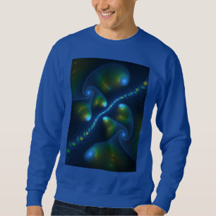 Fantasy Lights Abstract Blauw Groen Geel Fractal Trui