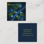 Fantasy Lights Abstract Blauw Groen Geel Fractal Vierkante Visitekaartje (Voorkant / Achterkant)