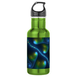 Fantasy Lights Abstract Blauw Groen Geel Fractal Waterfles