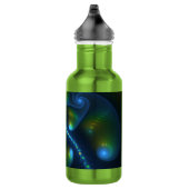 Fantasy Lights Abstract Blauw Groen Geel Fractal Waterfles (Rechts)