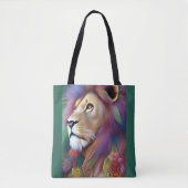 Fantasy Lion Leo Spirit Guide Mystical Whimsical Tote Bag (Voorkant)