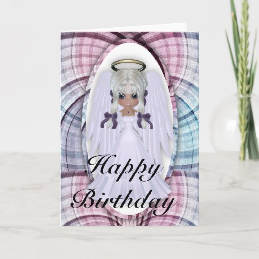 Fantasy Little Angel Happy Birthday Wenskaart Kaart (Voorkant)