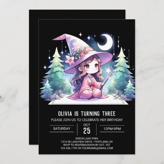 Fantasy Little Wizard Verjaardag Kaart (Voorkant / Achterkant)