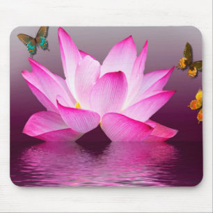 Fantasy Lotus Flower met Butterfly Muismat