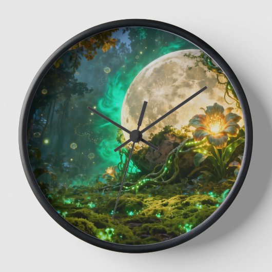 Fantasy Maan Bos Muurklok (Voorkant)