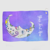 Fantasy Maan Kleurrijke Markeringen  Gezicht Sky Golfhanddoek (Horizontaal)