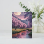 Fantasy maanverlichte rivier droomlandschap illust briefkaart (Staand voorkant)