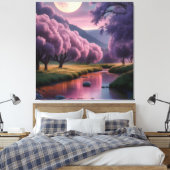 Fantasy maanverlichte rivier droomlandschap illust canvas afdruk (Insitu (Slaapkamer))