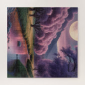 Fantasy maanverlichte rivier droomlandschap illust legpuzzel (Horizontaal)