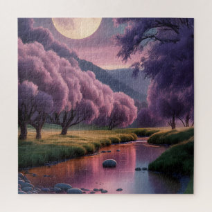Fantasy maanverlichte rivier droomlandschap illust legpuzzel