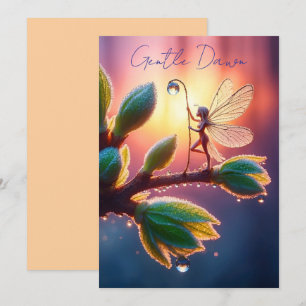 Fantasy-macro fotografie van een klein bosnimfje save the date