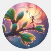 Fantasy macro photography of tiny forest sprite ronde sticker (Voorkant)