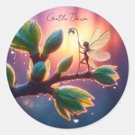 Fantasy macro photography of tiny forest sprite ronde sticker