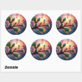 Fantasy macro photography of tiny forest sprite ronde sticker (Vel)