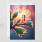 Fantasy macro photography of tiny forest sprite save the date (Voorkant)