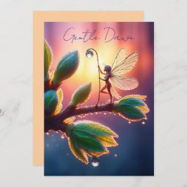 Fantasy macro photography of tiny forest sprite save the date