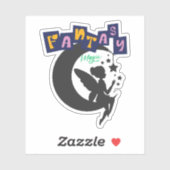 Fantasy Magic - Sprookje Zittend op de maan met st Sticker (Vel)