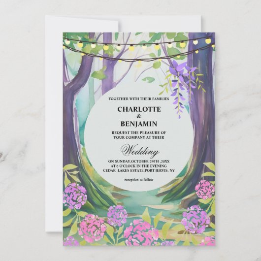 Fantasy Magical Enchanical Forest Wedding Kaart (Voorkant)