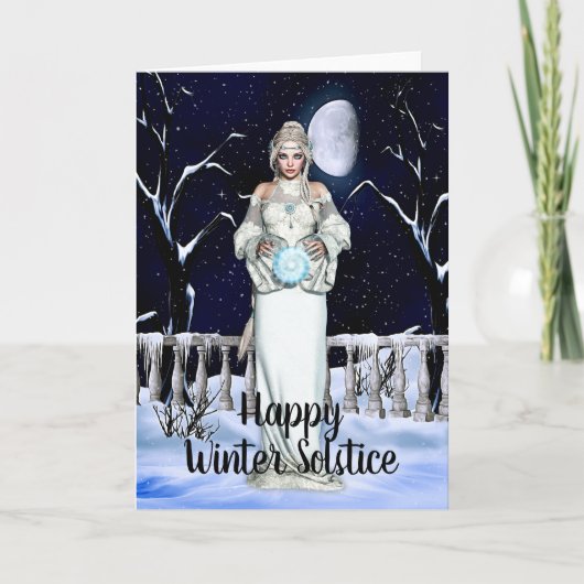 Fantasy Magical Sphere Woman Winter Solstice Kaart (Voorkant)
