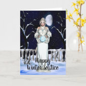 Fantasy Magical Sphere Woman Winter Solstice Kaart (Gele Bloem)