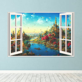 Fantasy Magical World Fake Window Kinder kamer Foto Afdruk